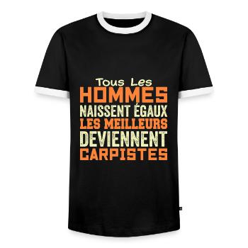Carpiste Homme Pêcheur Pêche Poisson Cadeau Humour - T-shirt contrasté Homme - noir/blanc - Devant - AI Model Female 172 light (172cm) & AI Model Male 178 light (178cm)