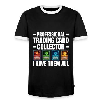 Trading Cards - Männer Kontrast-T-Shirt - Schwarz/Weiß - Vorne - AI Model Female 172 light (172cm) & AI Model Male 178 light (178cm)