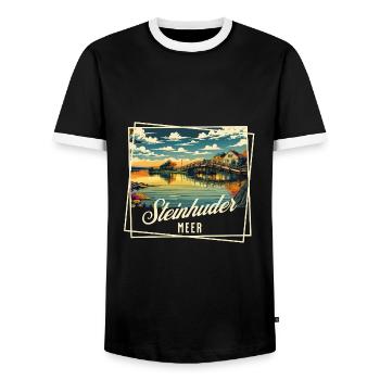 Steinhuder Meer – Sommer. Sonne. Seele baumeln - Männer Kontrast-T-Shirt - Schwarz/Weiß - Vorne - AI Model Female 172 light (172cm) & AI Model Male 178 light (178cm)