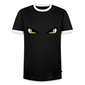 Augen gefährlich böse - Männer Kontrast-T-Shirt - Schwarz/Weiß - Vorne - AI Model Female 172 light (172cm) & AI Model Male 178 light (178cm)