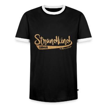 AM MEER ZU HAUSE ❤ Lübecker Strandkind - Men's Ringer Shirt - black/white - Front - AI Model Female 172 light (172cm) & AI Model Male 178 light (178cm)