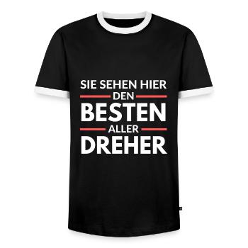 Sie sehen hier den Besten aller Dreher - Männer Kontrast-T-Shirt - Schwarz/Weiß - Vorne - AI Model Female 172 light (172cm) & AI Model Male 178 light (178cm)