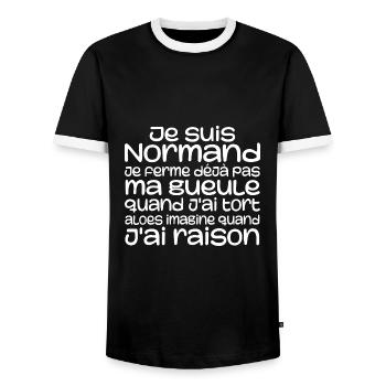 Normande Je Ferme Pas Ma Gueule Normandie Humour - T-shirt contrasté Homme - noir/blanc - Devant - AI Model Female 172 light (172cm) & AI Model Male 178 light (178cm)