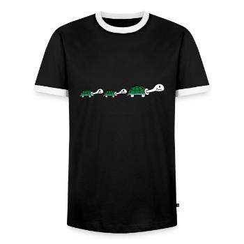 Cute Turtle Family - Men's Ringer Shirt - black/white - Front - AI Model Female 172 light (172cm) & AI Model Male 178 light (178cm)