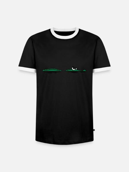 Krokodil lauern wasser witzig - Männer Kontrast-T-Shirt - Schwarz/Weiß