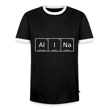 Alina Nom Prénom Chimie Éléments du tableau périodique - T-shirt contrasté Homme - noir/blanc - Devant - AI Model Female 172 light (172cm) & AI Model Male 178 light (178cm)