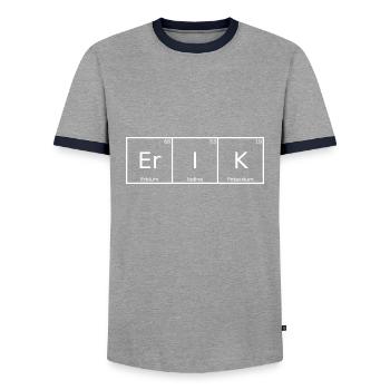 Erik Name Vorname Chemie Periodensystem Elemente - Männer Kontrast-T-Shirt - Grau/Navy  - Vorne - AI Model Female 172 light (172cm) & AI Model Male 178 light (178cm)