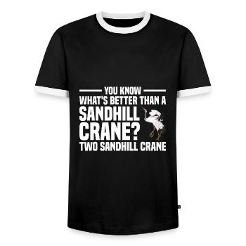 Kanadakranich | Kanadischer Kranich Vogel Geschenk - Männer Kontrast-T-Shirt - Schwarz/Weiß - Vorne - AI Model Female 172 light (172cm) & AI Model Male 178 light (178cm)
