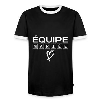 Équipe mariée - T-shirt contrasté Homme - noir/blanc - Devant - AI Model Female 172 light (172cm) & AI Model Male 178 light (178cm)