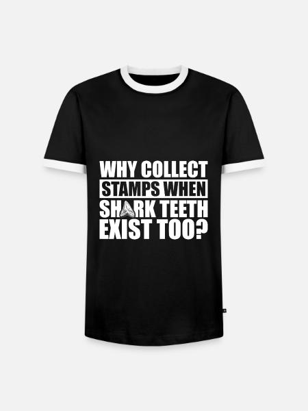 Haifischzähne Sammeln | Haifischzahn Geschenkidee - Männer Kontrast-T-Shirt - Schwarz/Weiß