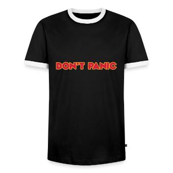 Don't Panic - Men's Ringer Shirt - black/white - Front - AI Model Female 172 light (172cm) & AI Model Male 178 light (178cm)