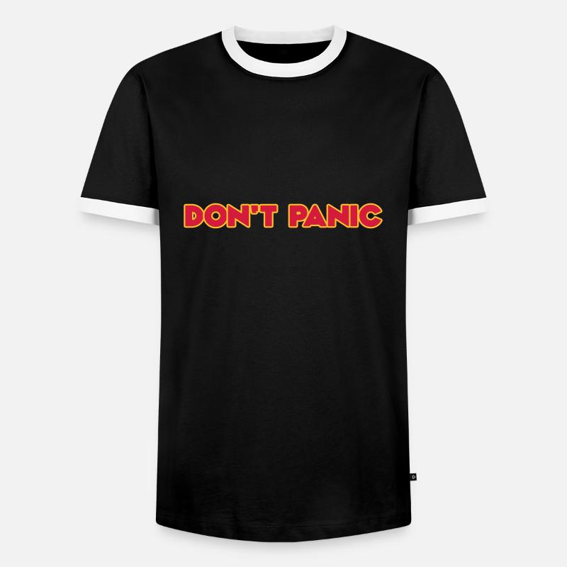 Don't Panic - Männer Kontrast-T-Shirt - Schwarz/Weiß