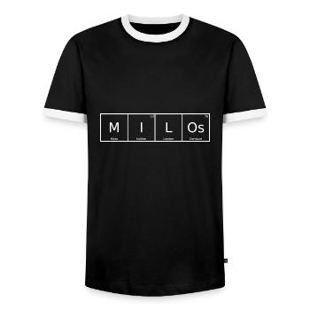 Milos Nom Prénom Chimie Tableau périodique Éléments - T-shirt contrasté Homme - noir/blanc - Devant - AI Model Female 172 light (172cm) & AI Model Male 178 light (178cm)