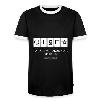 Parapsychologische Studien - Männer Kontrast-T-Shirt - Schwarz/Weiß - Vorne - AI Model Female 172 light (172cm) & AI Model Male 178 light (178cm)
