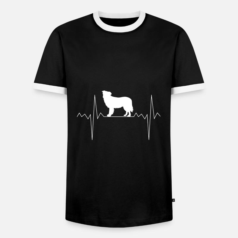 Herzschlag Herzfrequenz Border Collie - Männer Kontrast-T-Shirt - Schwarz/Weiß