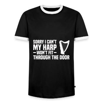 Harfenspieler | Harfe Harfenist Band Geschenkidee - Männer Kontrast-T-Shirt - Schwarz/Weiß - Vorne - AI Model Female 172 light (172cm) & AI Model Male 178 light (178cm)