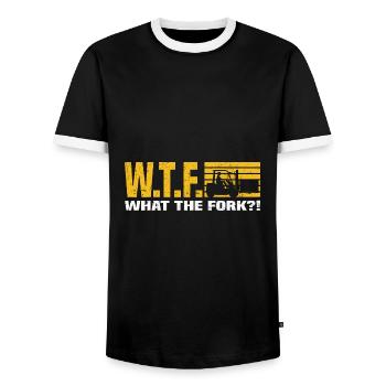 Gabelstapler - Männer Kontrast-T-Shirt - Schwarz/Weiß - Vorne - AI Model Female 172 light (172cm) & AI Model Male 178 light (178cm)