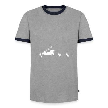 Im Takt des Ruhepulses - Männer Kontrast-T-Shirt - Grau/Navy  - Vorne - AI Model Female 172 light (172cm) & AI Model Male 178 light (178cm)