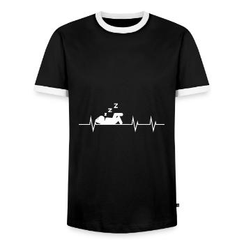 In time with the resting heart rate - Men's Ringer Shirt - black/white - Front - AI Model Female 172 light (172cm) & AI Model Male 178 light (178cm)