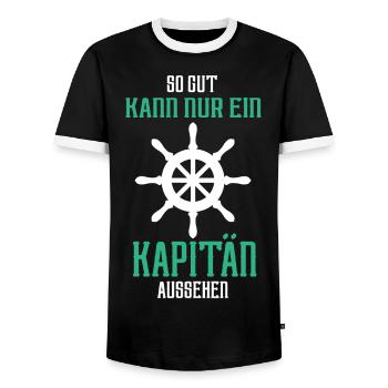 so gut kann nur ein kapitän aussehen - Männer Kontrast-T-Shirt - Schwarz/Weiß - Vorne - AI Model Female 172 light (172cm) & AI Model Male 178 light (178cm)