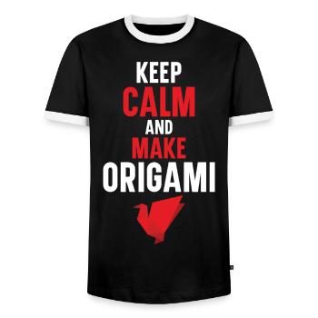Restez calme et faites du papier origami japonais - T-shirt contrasté Homme - noir/blanc - Devant - AI Model Female 172 light (172cm) & AI Model Male 178 light (178cm)