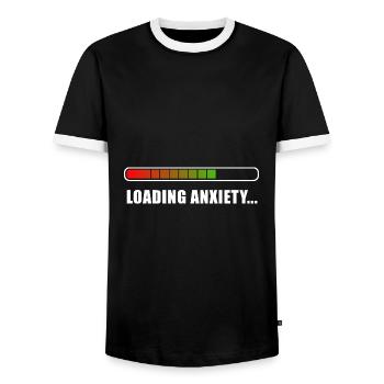 Loading Anxiety... - Men's Ringer Shirt - black/white - Front - AI Model Female 172 light (172cm) & AI Model Male 178 light (178cm)