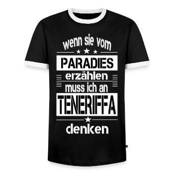 Paradies TENERIFFA - Männer Kontrast-T-Shirt - Schwarz/Weiß - Vorne - AI Model Female 172 light (172cm) & AI Model Male 178 light (178cm)