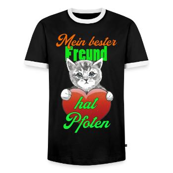 Katzenpfote Katzen Katzenfreund Katzenbesitzer - Männer Kontrast-T-Shirt - Schwarz/Weiß - Vorne - AI Model Female 172 light (172cm) & AI Model Male 178 light (178cm)