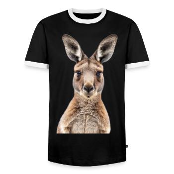 Känguru - Männer Kontrast-T-Shirt - Schwarz/Weiß - Vorne - AI Model Female 172 light (172cm) & AI Model Male 178 light (178cm)
