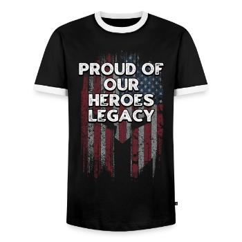 Fiers de l’héritage de nos héros Journée des anciens combattants américains - T-shirt contrasté Homme - noir/blanc - Devant - AI Model Female 172 light (172cm) & AI Model Male 178 light (178cm)
