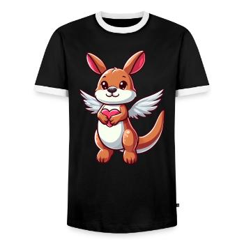 Angel Kangaroo Heart Wings - Men's Ringer Shirt - black/white - Front - AI Model Female 172 light (172cm) & AI Model Male 178 light (178cm)