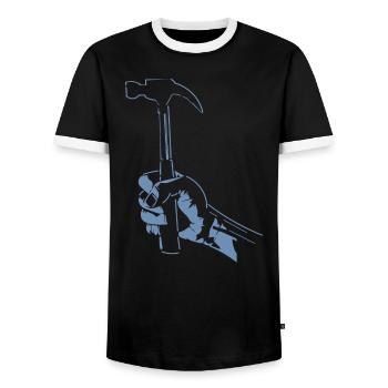 Charpentier à la main avec marteau Silhouette artisanat - T-shirt contrasté Homme - noir/blanc - Devant - AI Model Female 172 light (172cm) & AI Model Male 178 light (178cm)