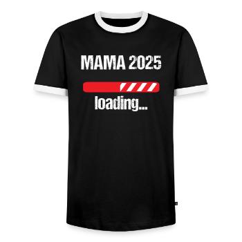 Maman 2025 Cadeau Femmes Dames Mère Enceinte - T-shirt contrasté Homme - noir/blanc - Devant - AI Model Female 172 light (172cm) & AI Model Male 178 light (178cm)