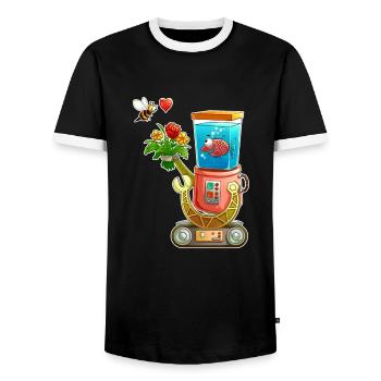 Robot in Love - Männer Kontrast-T-Shirt - Schwarz/Weiß - Vorne - AI Model Female 172 light (172cm) & AI Model Male 178 light (178cm)