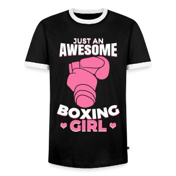 Juste une super boxeuse - T-shirt contrasté Homme - noir/blanc - Devant - AI Model Female 172 light (172cm) & AI Model Male 178 light (178cm)