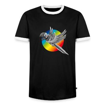 Perroquet arc-oiseau coloré mignon volant com - T-shirt contrasté Homme - noir/blanc - Devant - AI Model Female 172 light (172cm) & AI Model Male 178 light (178cm)