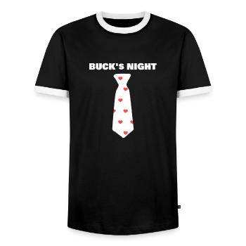 Bucks Night JGA bachelor party - Men's Ringer Shirt - black/white - Front - AI Model Female 172 light (172cm) & AI Model Male 178 light (178cm)