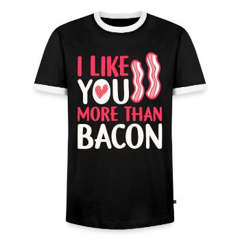Valentine's Day Love Marriage Couples in Love Gift - Men's Ringer Shirt - black/white - Front - AI Model Female 172 light (172cm) & AI Model Male 178 light (178cm)