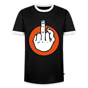 fuck - doigt d'honneur - T-shirt contrasté Homme - noir/blanc - Devant - AI Model Female 172 light (172cm) & AI Model Male 178 light (178cm)