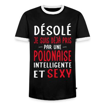 Désolé déjà pris par une Polonaise sexy - T-shirt contrasté Homme - noir/blanc - Devant - AI Model Female 172 light (172cm) & AI Model Male 178 light (178cm)