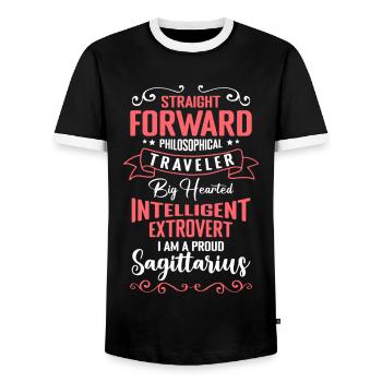 Schütze Astrologie Tierkreis Sternbild - Männer Kontrast-T-Shirt - Schwarz/Weiß - Vorne - AI Model Female 172 light (172cm) & AI Model Male 178 light (178cm)