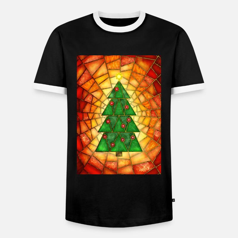 Weihnachtsbaum im Tiffany Stil - Männer Kontrast-T-Shirt - Schwarz/Weiß