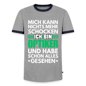 Non-shockable optician - Men's Ringer Shirt - grey/navy  - Front - AI Model Female 172 light (172cm) & AI Model Male 178 light (178cm)