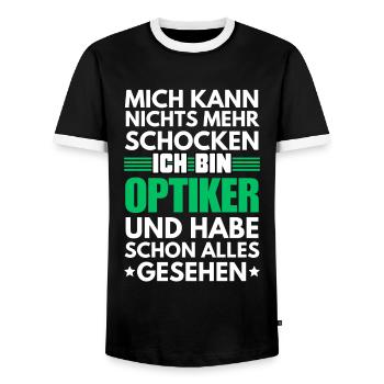 Nicht schockbarer Optiker - Männer Kontrast-T-Shirt - Schwarz/Weiß - Vorne - AI Model Female 172 light (172cm) & AI Model Male 178 light (178cm)
