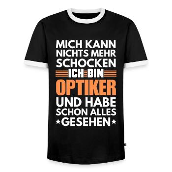 Nicht schockbarer Optiker - Männer Kontrast-T-Shirt - Schwarz/Weiß - Vorne - AI Model Female 172 light (172cm) & AI Model Male 178 light (178cm)