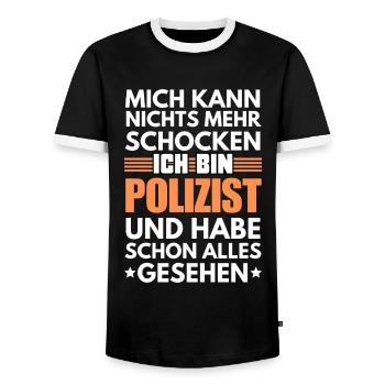 Policier non électrocutable - T-shirt contrasté Homme - noir/blanc - Devant - AI Model Female 172 light (172cm) & AI Model Male 178 light (178cm)