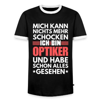 Nicht schockbarer Optiker - Männer Kontrast-T-Shirt - Schwarz/Weiß - Vorne - AI Model Female 172 light (172cm) & AI Model Male 178 light (178cm)