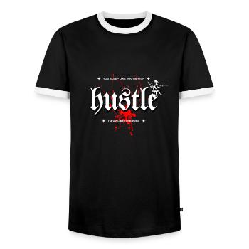 Bouscule-toi dormir comme si tu étais riche Je suis debout comme si j’étais - T-shirt contrasté Homme - noir/blanc - Devant - AI Model Female 172 light (172cm) & AI Model Male 178 light (178cm)