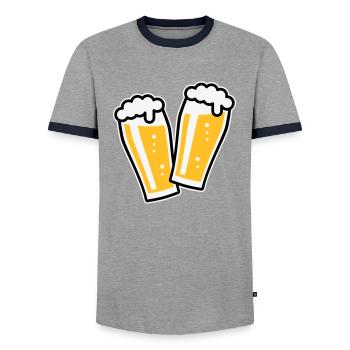 XDoppelter Willie (3) - Männer Kontrast-T-Shirt - Grau/Navy  - Vorne - AI Model Female 172 light (172cm) & AI Model Male 178 light (178cm)