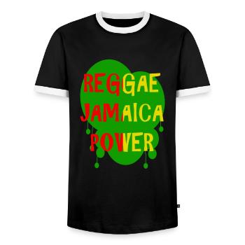 reggae jamaica power - T-shirt contrasté Homme - noir/blanc - Devant - AI Model Female 172 light (172cm) & AI Model Male 178 light (178cm)